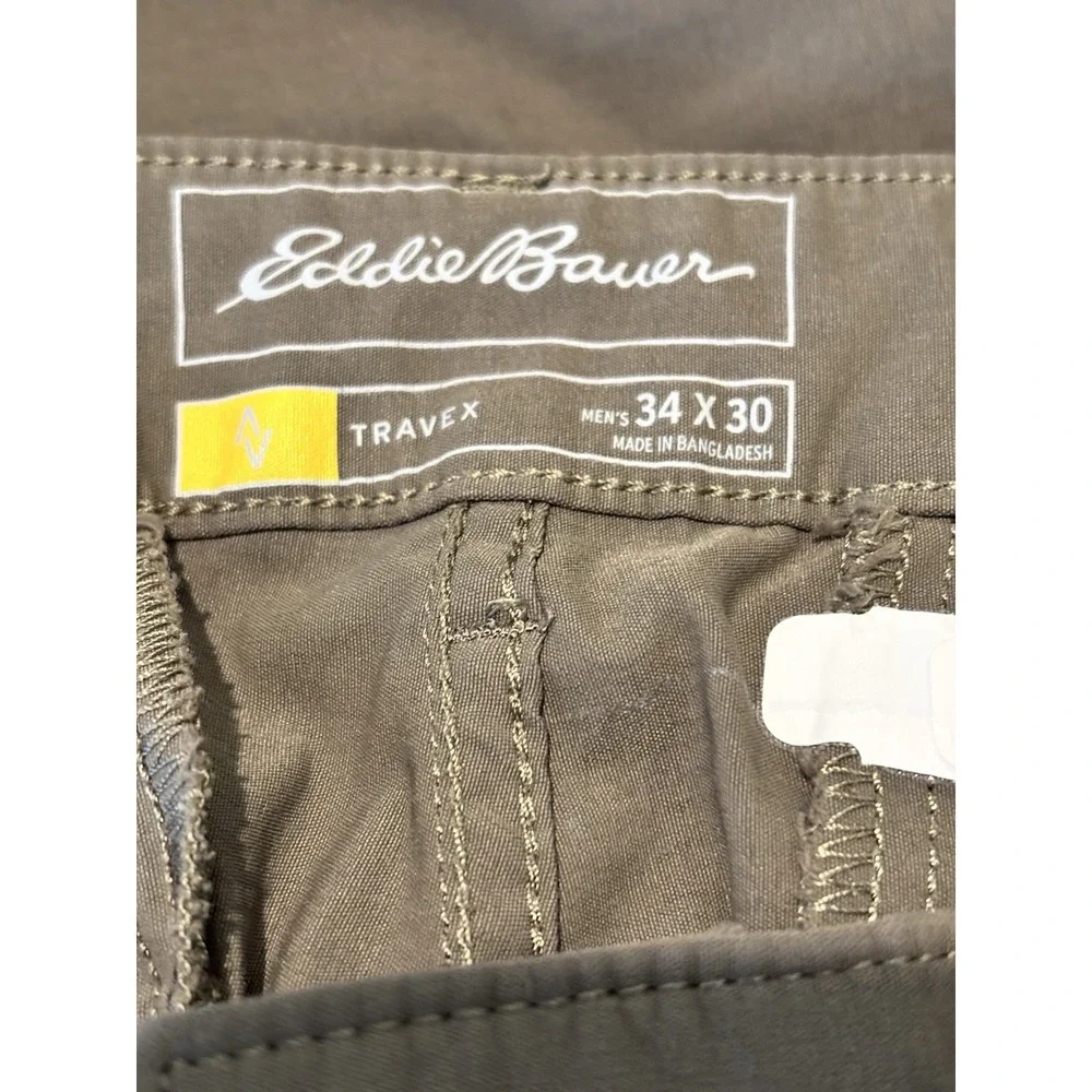 Eddie Bauer Mens 34x28  Green Travex Pants Outdoor Stretch Hiking Walking‎